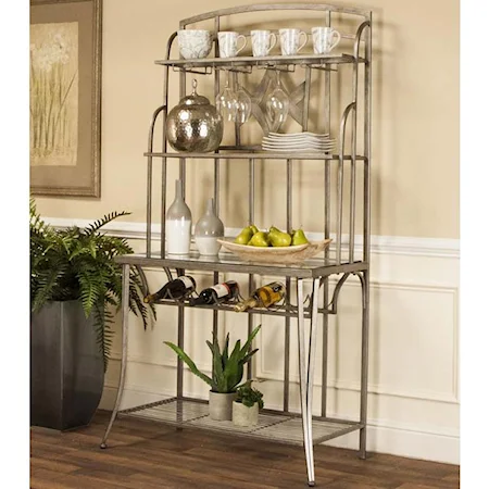 Bakers Rack with Wine Rack, 4 Shelves, and Stemware Storage